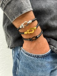 تصویر دستبند مردانه چرم استیل فرد - بند fred men bracelet