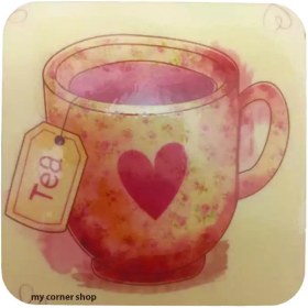 تصویر زیر لیوانی طرح ماگ چایی، زیبا، چوبی، کد 022 