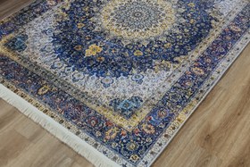 تصویر فرش آبی طلایی ۹ متری 