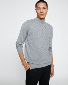 تصویر ژاکت بافتنی پایه با یقه نیمه گردن و آستین بلند با الگوی هندسی برند Koton Basic Knitwear Sweater Half Turtleneck Long Sleeve Geometric Patterned