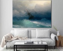 تصویر بوم کنواس نقاشی دریا طوفانی 
