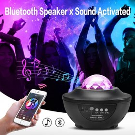 تصویر اسپیکر پروژکتور کهکشانی به همراه ریموت کنترل Galaxy projector