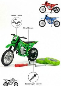 تصویر ماشین اسباب بازی موتور سیکلت کراس قرمز مدل با چرخ 1:18 مقیاس سنی 3+ craftivio 