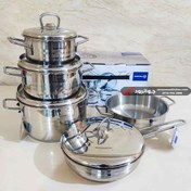 تصویر سرویس قابلمه ۹ پارچه استیل کرکماز مدل ۱۹۷۶ 