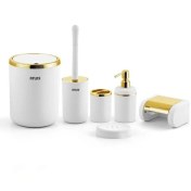 تصویر ست سرویس بهداشتی اطلس ATLAS 6 تکه مدل الیت سفید طلایی کد 394 