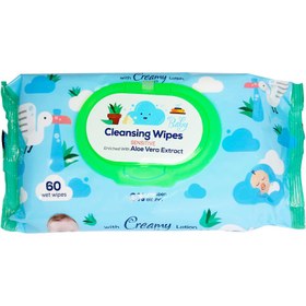 تصویر دستمال مرطوب کودک حاوی عصاره آلوئه‌ورا 60 برگ کانواس بی بی لند Canvas baby wet wipes containing aloe vera extract 60 leaves Babyland