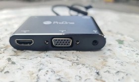 تصویر مبدل microUSB/ لایتنینگ/ USB-C به HDMI/VGA/AV پرووان مدل PHU560 مشکی کابل تبدیل