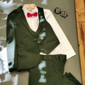 تصویر کت شلوار جلیقه سبز 3 تیکه پسرانه سبز