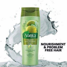 تصویر شامپو تقویت کننده محافظت کننده ی زیتون واتیکا عربی Vatika Naturals Olive And Henna Nourish And Protect Shampoo 400ml 