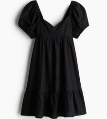 تصویر لباس شب آستین پفی زنانه مشکی اچ اند ام 