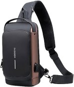 تصویر کیف زنجیر کراس بادی ضد سرقت، کیسه سینه ضد آب با شارژ USB، کوله پشتی شانه مردانه زنانه برای مسافرت دوچرخه سواری معمولی دویدن پیاده روی مناسب برای iPad 9.7 اینچی قهوه ای روشن 