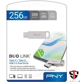 تصویر فلش OTG پی ان وای DUO LINK USB 3.2 Type-C 256GB ا PNY DUO LINK USB 3.2 Type-C 256GB OTG Dual Flash Drive PNY DUO LINK USB 3.2 Type-C 256GB OTG Dual Flash Drive