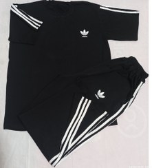 تصویر ست تیشرت شلوار لش مشترک زنانه و مردانه طرح آدیداس - سفید / سایز4xL 