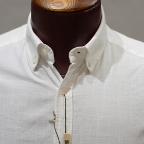 تصویر پیراهن مردانه پارچه لینن سفید باربری (Burberry) 