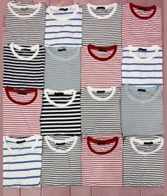 تصویر بلوز آستین بلند راه راه سایز لارج - سفید مشکی 