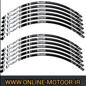 تصویر برچسب و پد دور رینگ موتورسیکلت بنلی مدل مشکی ـ سفید 