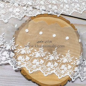 تصویر دانتل شیفون دو طرفه طرح نیلوفر (کد31) 