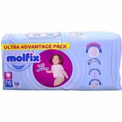 تصویر پوشک کودک شورتی مولفیکس ترکیه سایز6 بسته 58عددی Molfix Turkish baby diapers size6 58pcs 