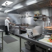 تصویر گریل ۳۰ سانت روغنی مکث سیلور (Max Silver) مدل رومیزی صفحه گریل تخت روغنی صنعتی فست‌فود عرض ۳۰