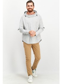 تصویر هودی مردانه آستین بلند راه‌راه، سفید/آبی برند jack & jones Men Long Sleeve Stripe Hoodies, White/Blue