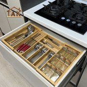 تصویر جا قاشقی (نظم‌دهنده) رگلاژی لوکس داخل کابینتی ۸ خانه چوب کاج 