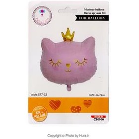 تصویر بادکنک فویلی فیگور طرح گربه صورتی 