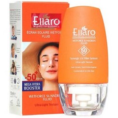 تصویر فلوئید ضد آفتاب الارو SPF50 پوست چرب و مختلط  بی رنگ 50 میل Elaro Fluid Sunscreen Wetforce SPF50 Invisible 50ml