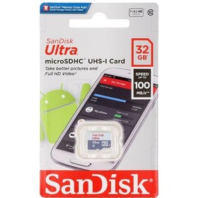 تصویر رم سن دیسک Micro SDXC ظرفیت 32 گیگابایت کلاس 10 سرعت 100 مگابایت بر ثانیه UHS 1-SDSQUNR-GN6MN 