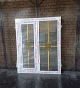تصویر پنجره یو پی وی سی 150*120 upvc - با شیشه دوجداره دکوراتیو upvc 100*100