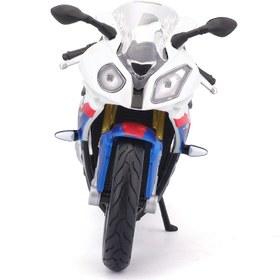 تصویر موتور سیکلت اسباب بازی سفید/قرمز/آبی بی. ام و S1000RR محصول Maisto . Maisto 1/12 BMW S1000Rr Motorcycle, White/Red/Blue Multi