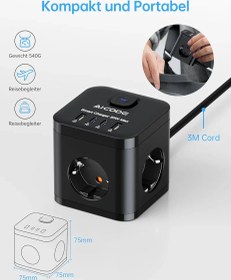 تصویر مکعب برق هوشمند AICODE DEF-303 multi power strip cube alcode def-303 Aocode