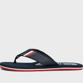 تصویر دمپایی لژدار با کفی ماساژور لوگو برند Tommy Hilfiger Logo Massage Footbed Flip Flops