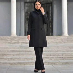 تصویر ست مانتو و شلوار اداری مدل مرجان با پارچه مازراتی 