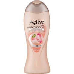 تصویر نرم کننده مو اکتیو Active مدل Silk Protein And Pink Orris حاوی پروتئین ابریشم و زنبق صورتی حجم 400 میل 