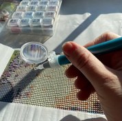 تصویر ست قلم نقاشی الماسی چراغ قوه دار 