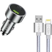 تصویر شارژر فندکی اِیزن مدل EC-C3 به همراه کابل تبدیل لایتنینگ 