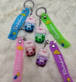 تصویر جاکلیدی و جاسوئیچی سیلیکونی شیر چایی کله خوکی Pig's head tea milk silicone key chain