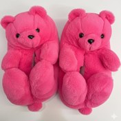 تصویر پاپوش وارداتی زنانه کفی پارچه ضد سر طرح خرس سرخابی 