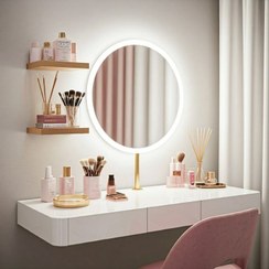 تصویر آینه بک لایت (رینگ لایت جدید) مدل دایره ای مینیمال مناسب روشویی _ حمام و آینه کنسول کد ۰۳۰_Mba - کلید دستی/ضد بخار / قطر ۶۰ 