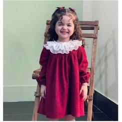 تصویر پیراهن یلدایی یقه توری سایز ۱ تا ۴ سال 