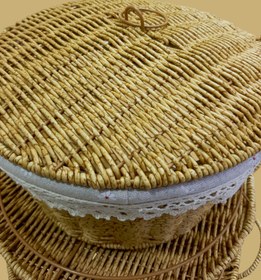 تصویر ست سه‌تایی سبد حصیری درب‌دار (وارداتی) 