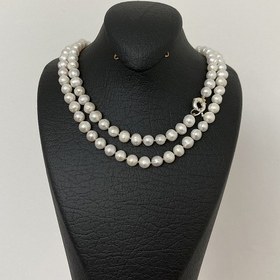 تصویر گردنبند مروارید با قفل نقره 8 میلیمتر Pearl necklace with silver lock