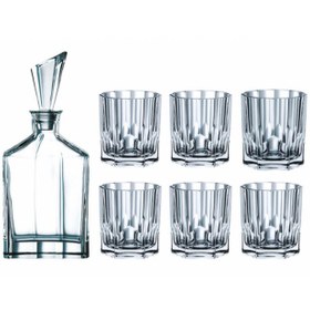 تصویر تنگ و لیوان 7 پارچه ناخمن مدل Nachtmann Aspen Crystal Whisky Carafe 