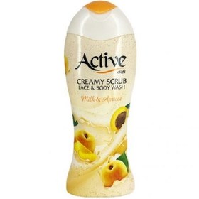 تصویر شامپو بدن و صورت کرمی با رایحه شیر و زردآلو 400گرم اکتیو Active Creamy Scrub Face And Body Wash Milk And Apricot 400g