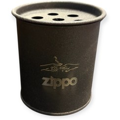 تصویر زیر سیگاری بشکه ای فانتزی طرح زیپو - مشکی آسفالتی Zippo design fancy barrel ashtray