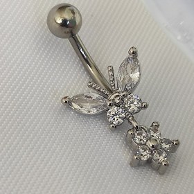 تصویر پیرسینگ ناف (Belly Rings) طرح پروانه استیل درجه یک وارداتی کیفیت عالی 