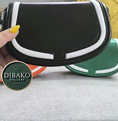 تصویر کیف قایقی دور سفید دوشی پاسپورتی - مشکی 