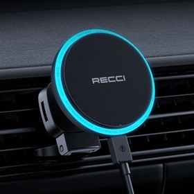 تصویر پایه نگهدارنده گوشی موبایل رسی مدل RHO-C35 Recci RHO-C35 Aurora Wireless Charger Car Holder With 15W Fast Charging