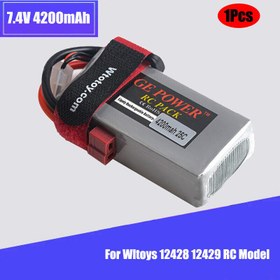 تصویر باتری لیپو GE Power 7.4V 4200MAH 25C 2S Lipo battery T plug for Wltoys 12428 12429 RC Model 