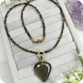 تصویر گردنبند آبسیدین طلایی 